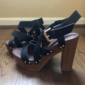 Black and brown heels